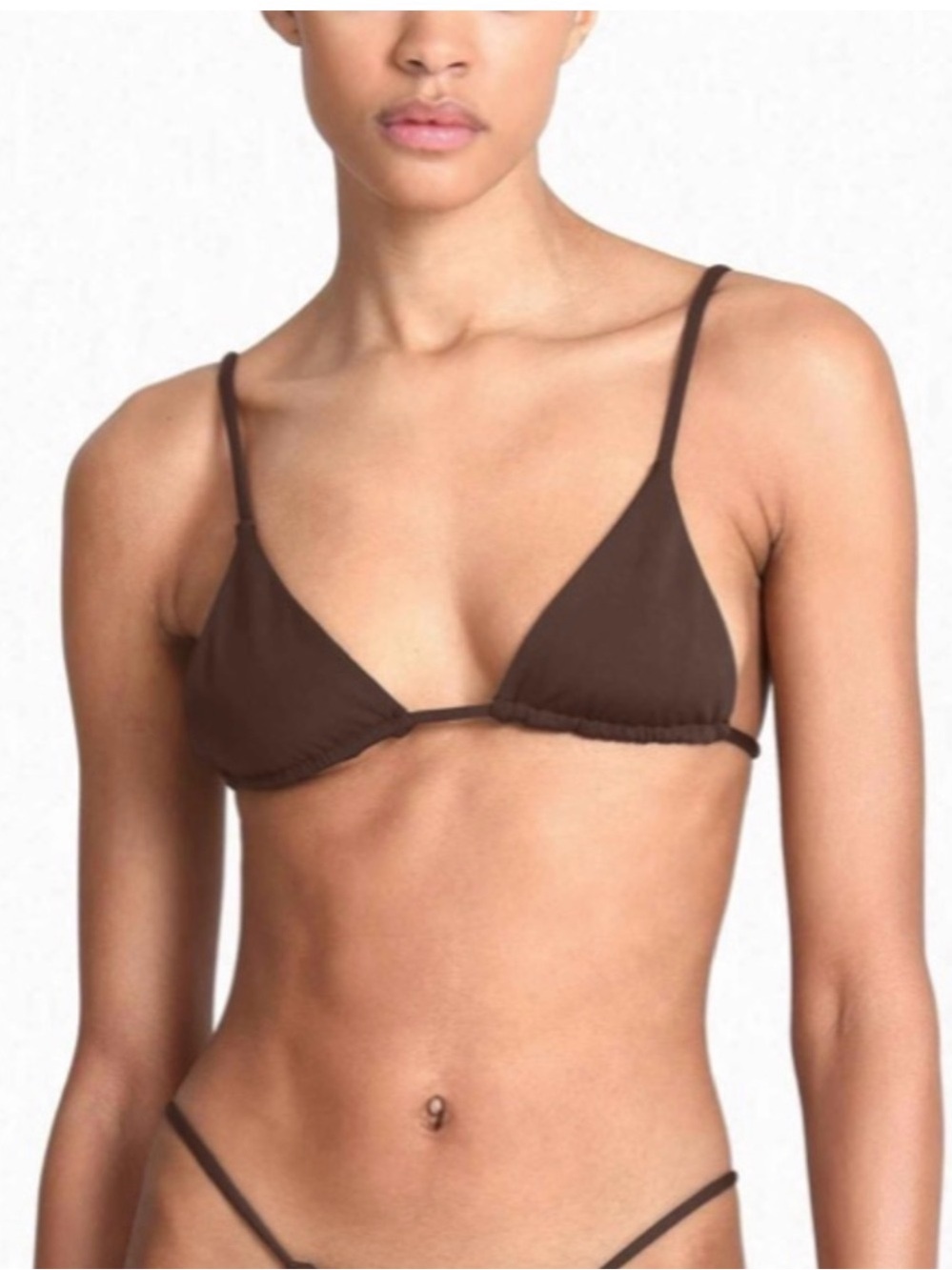 AEXAE x Revolve Gathered Triangle String Bikini Top Brown NWT Size L